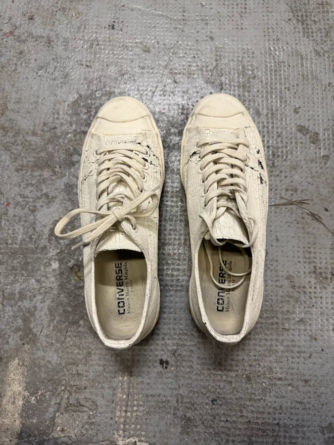 Maison Margiela x Converse White Cracked Leather Low Shoes (41.5eu/us8) QPtZveT 1