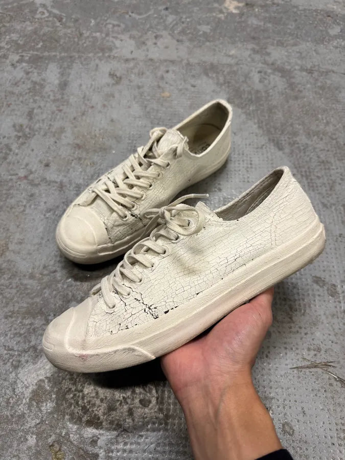 Maison Margiela x Converse White Cracked Leather Low Shoes (41.5eu/us8) QPtZveT 2