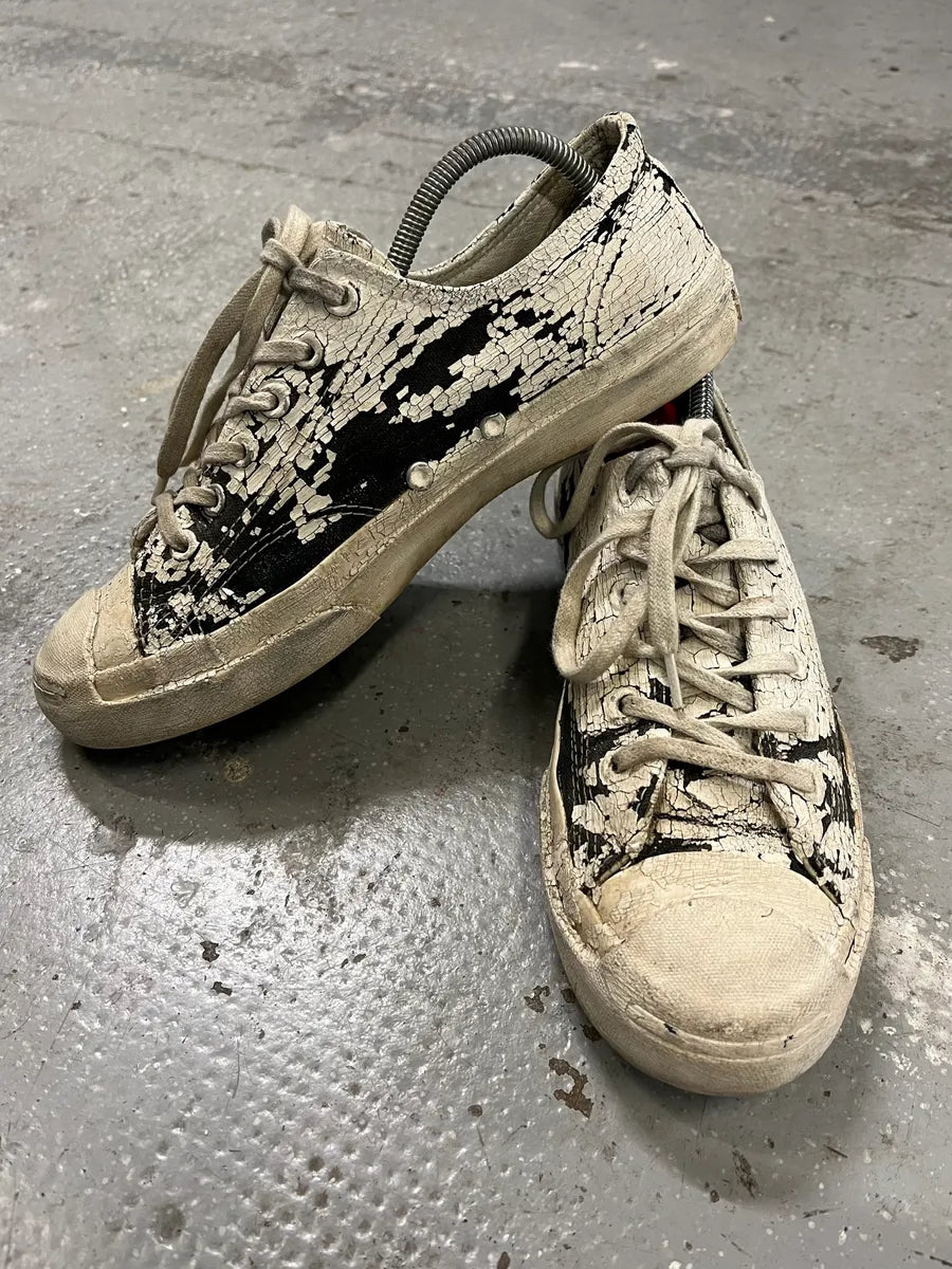Maison Margiela x Converse White Cracked Painted Low Shoes OHNDXYq 3