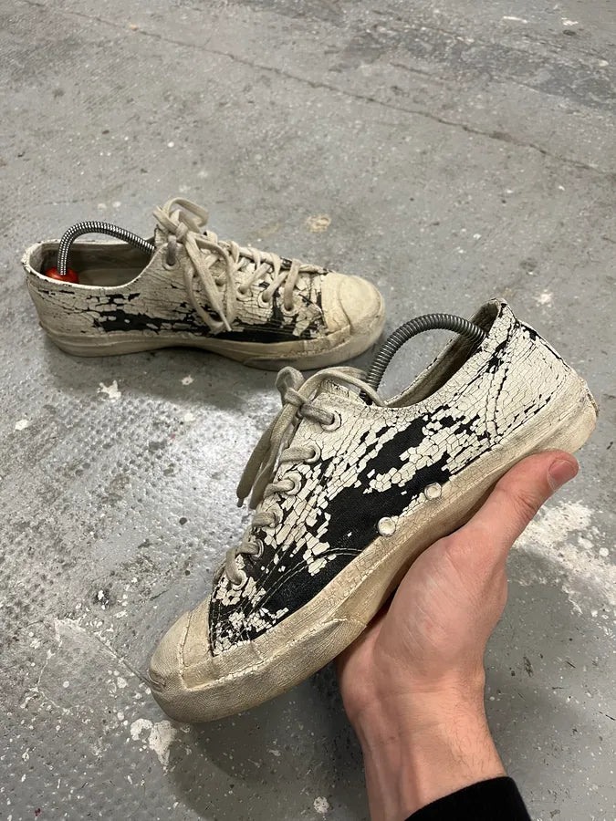 Maison Margiela x Converse White Cracked Painted Low Shoes OHNDXYq 4