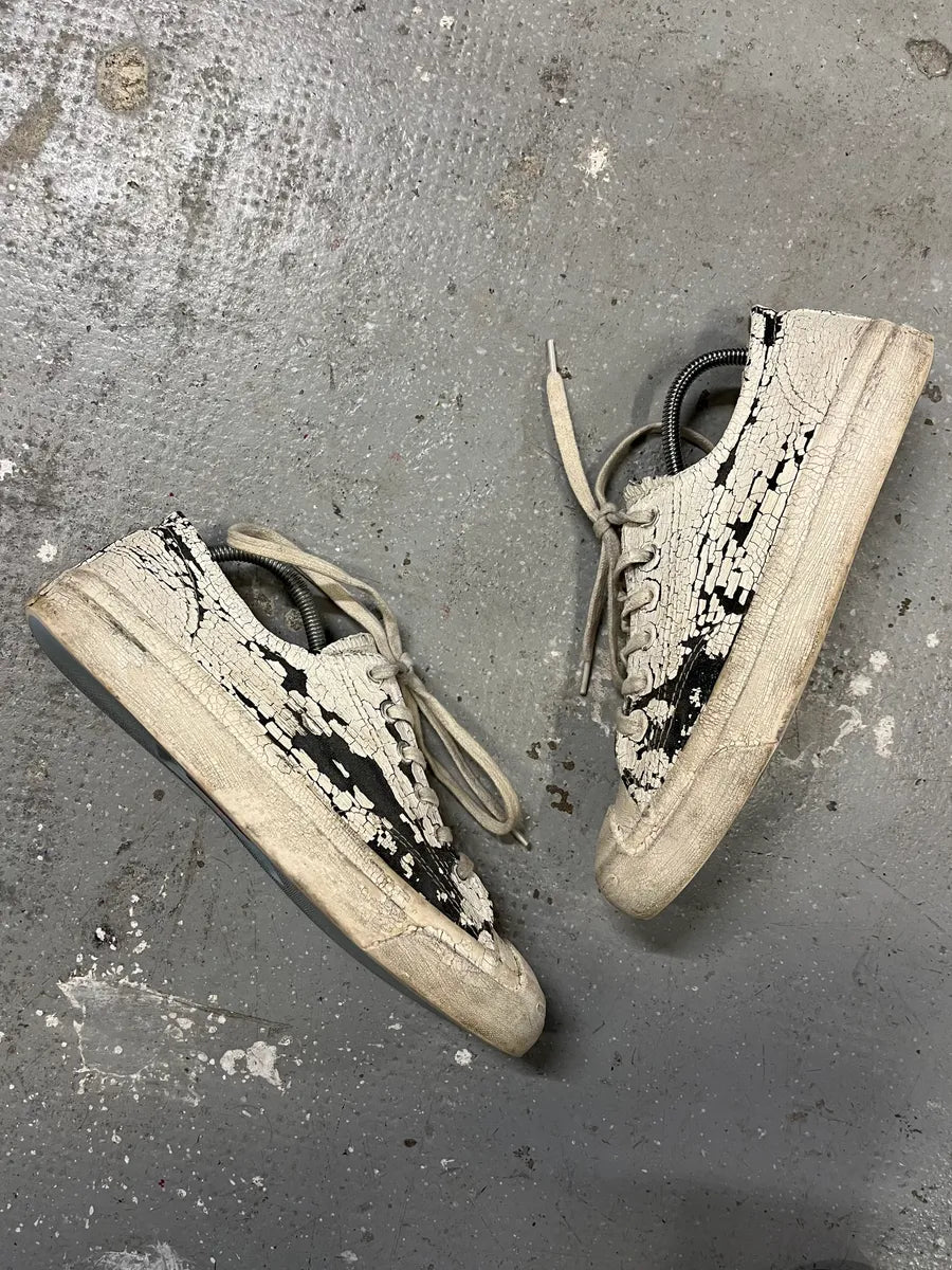 Maison Margiela x Converse White Cracked Painted Low Shoes OHNDXYq 5