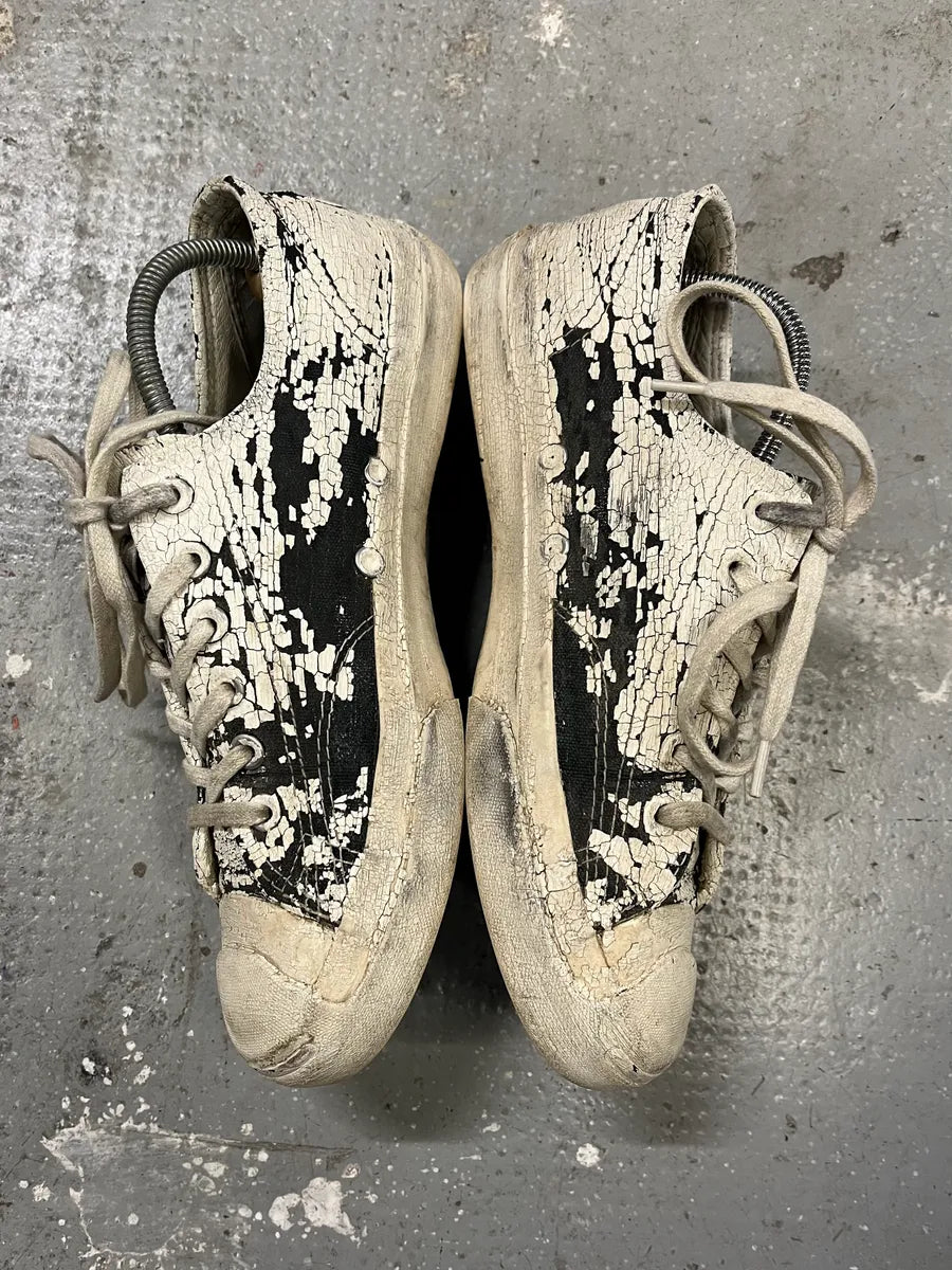Maison Margiela x Converse White Cracked Painted Low Shoes OHNDXYq 7