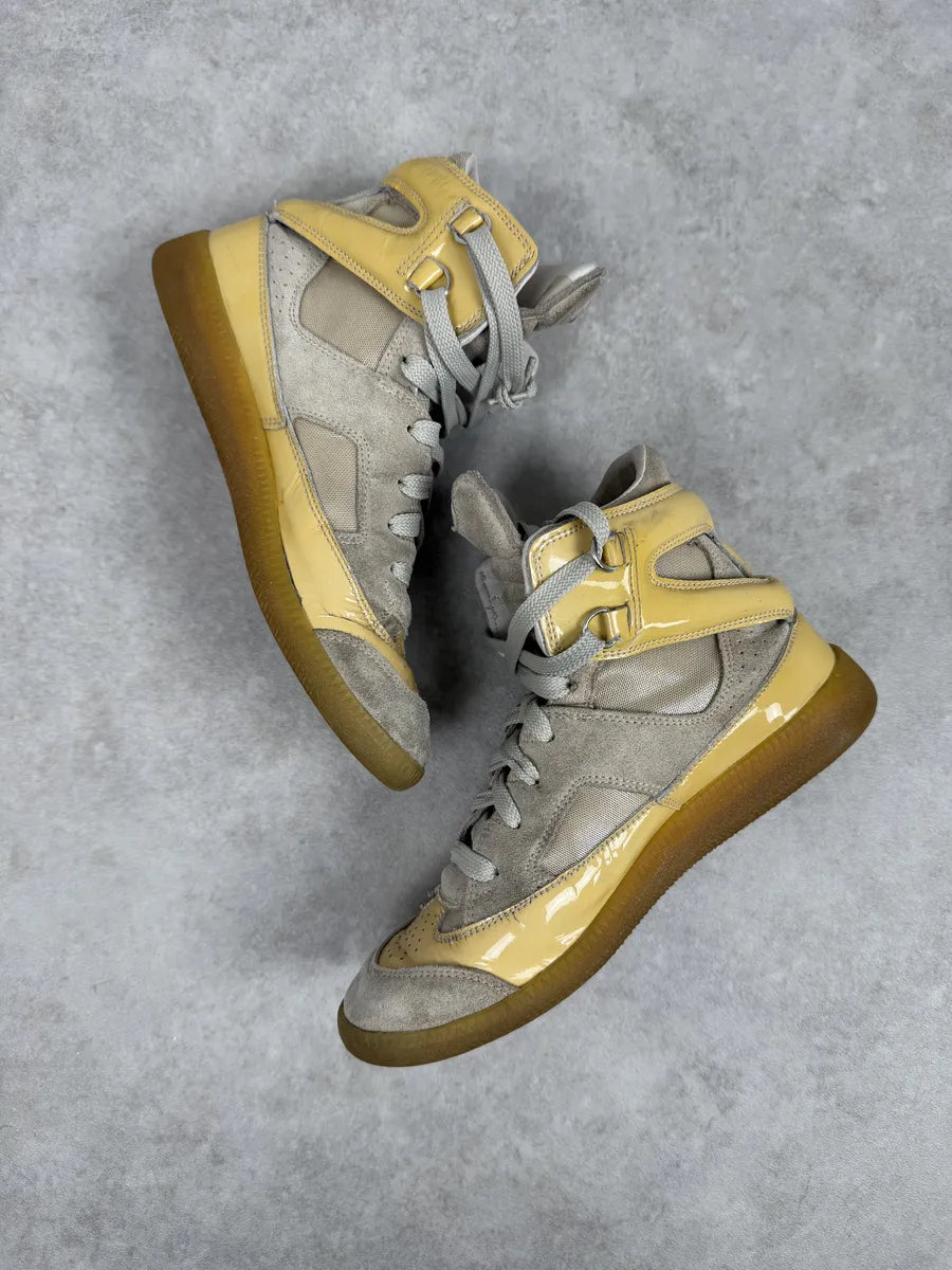 Maison Margiela Yellow & Grey High Suede Leather Sneakers TDWnAeK 2