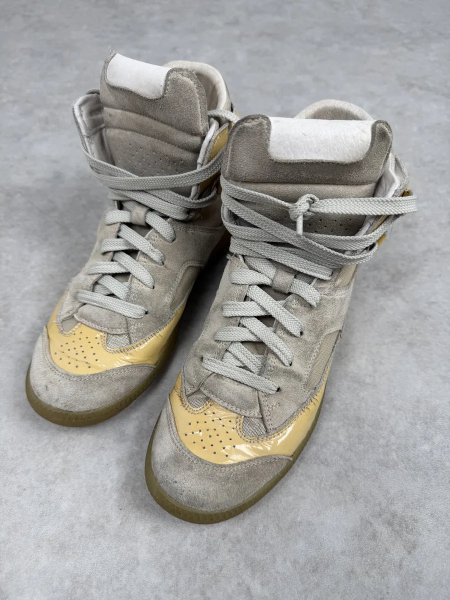 Maison Margiela Yellow & Grey High Suede Leather Sneakers TDWnAeK 8
