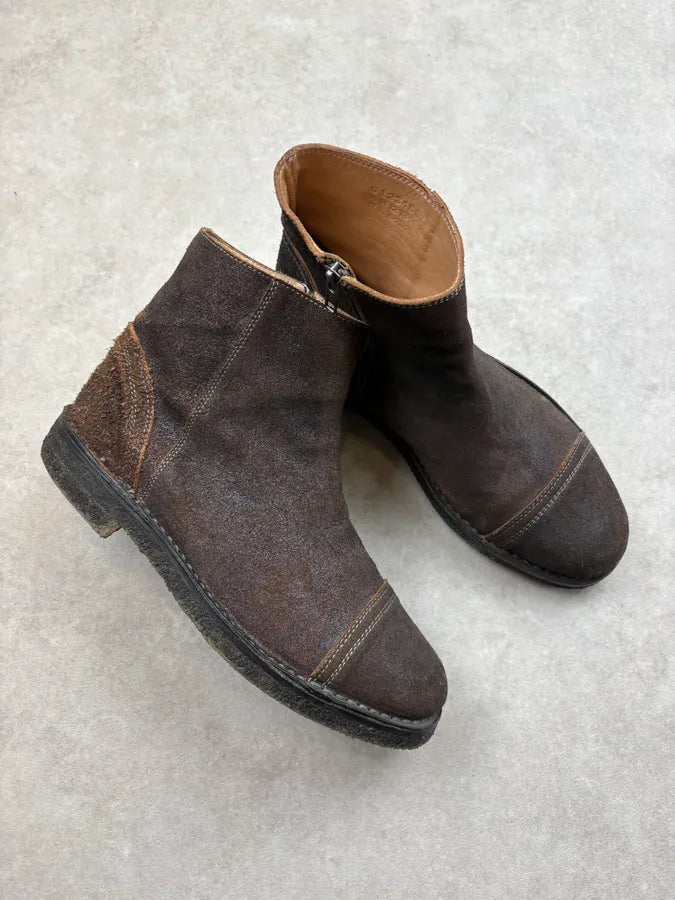 2000s Maison Margiela Brown Eroded Leather Boots lMebeaB 4