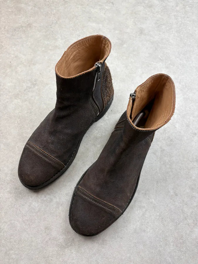2000s Maison Margiela Brown Eroded Leather Boots lMebeaB 2