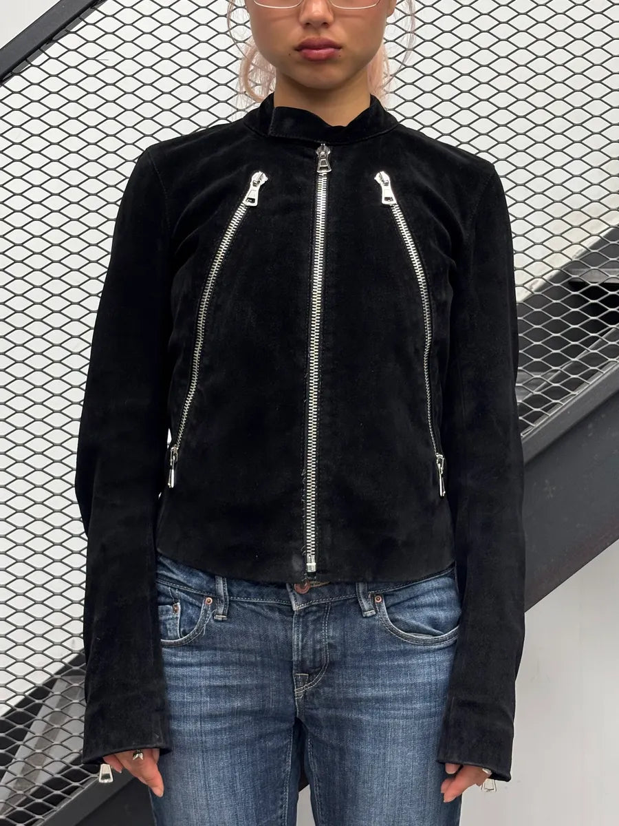 AW2008 Maison Martin Margiela Black Suede 5 Zip Leather Jacket MAgehkR 1