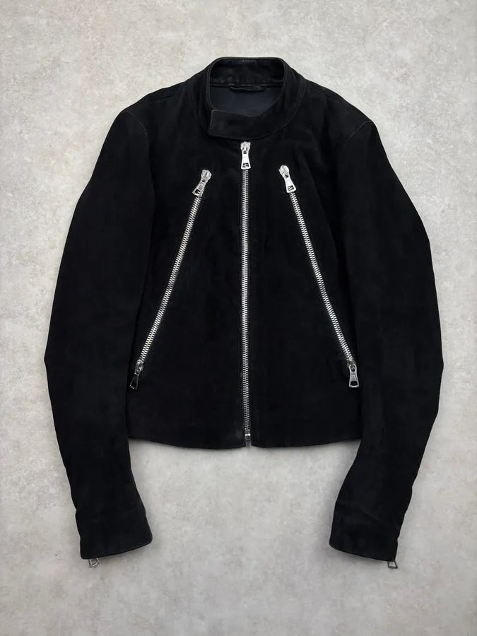 AW2008 Maison Martin Margiela Black Suede 5 Zip Leather Jacket MAgehkR 0
