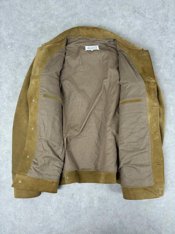 SS2020 Maison Margiela Beige Suede Trucker Jacket pzlddxy 7