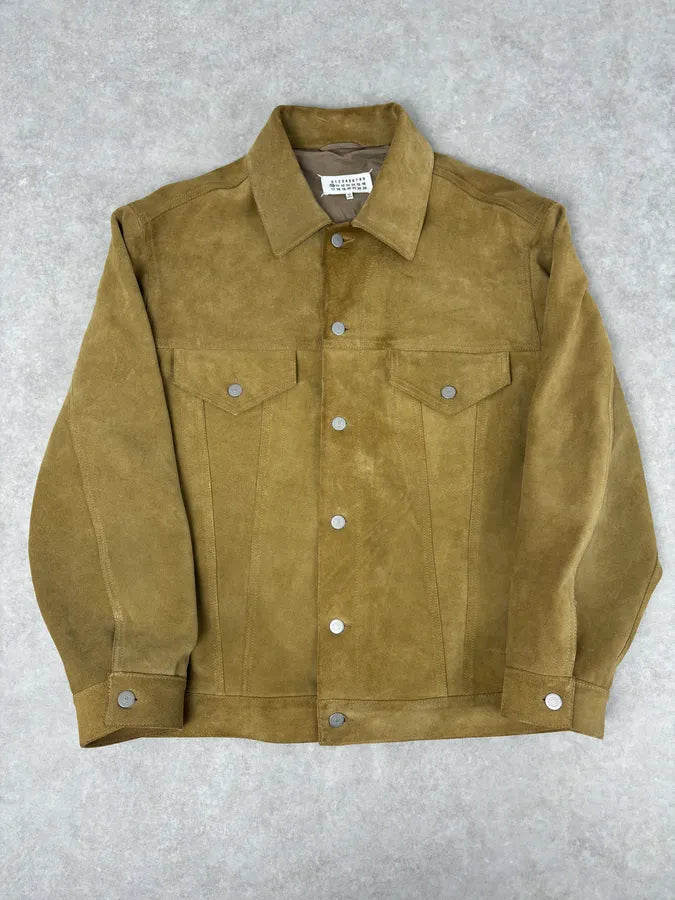 SS2020 Maison Margiela Beige Suede Trucker Jacket pzlddxy 0