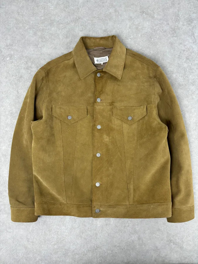 SS2020 Maison Margiela Beige Suede Trucker Jacket pzlddxy 3