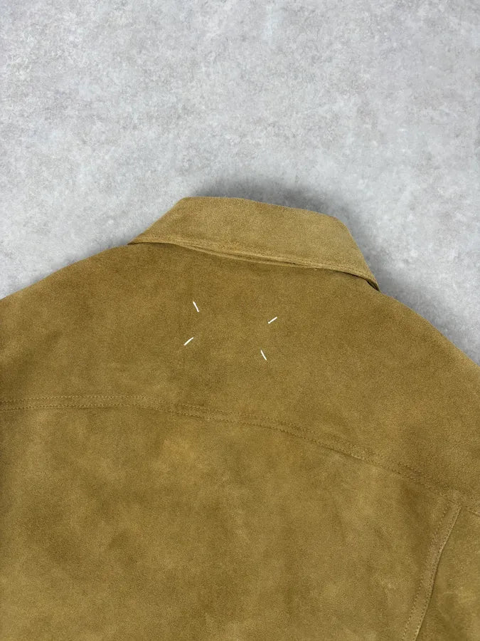 SS2020 Maison Margiela Beige Suede Trucker Jacket pzlddxy 6