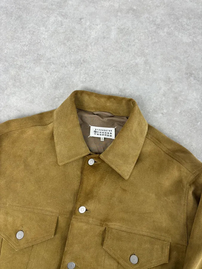 SS2020 Maison Margiela Beige Suede Trucker Jacket pzlddxy 4