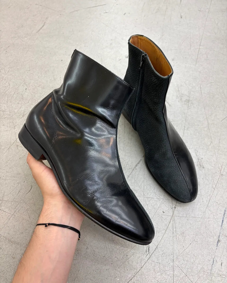 Maison Martin Margiela Black Hybrid Leather Ankle Boots BGgvHRf 0