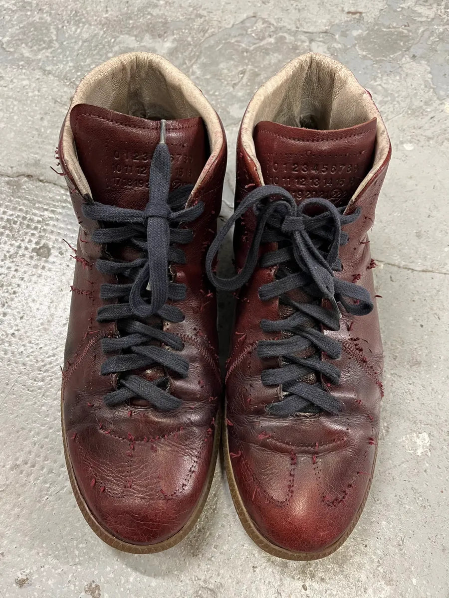 Maison Martin Margiela Replica High Burgundy Leather Gum Shoes (44eu/us10) mtNZIOO 5