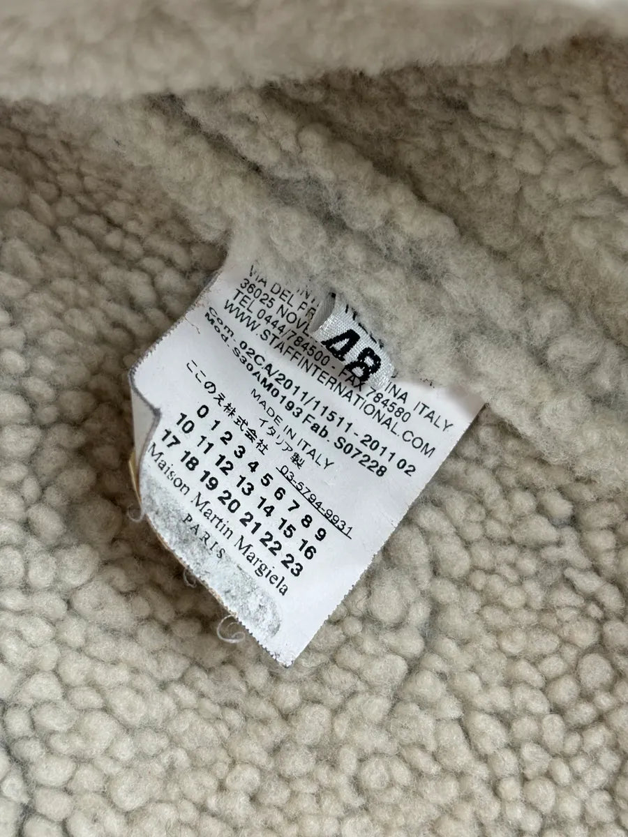 AW2011 Maison Margiela Shearling Faded Black Leather Jacket hfYffjT 11