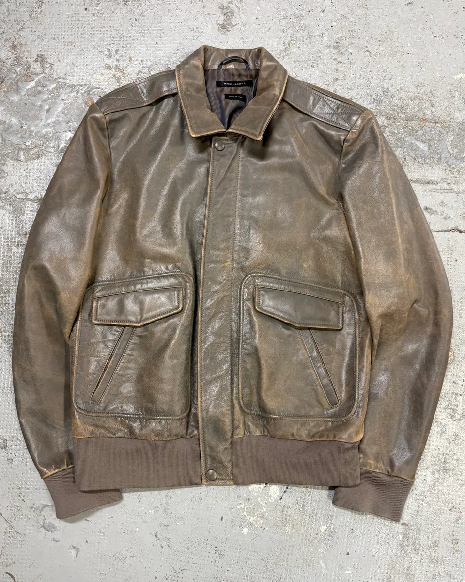 AW2011 Marc Jacobs Eroded Grey Leather Jacket wdLMvBC 0