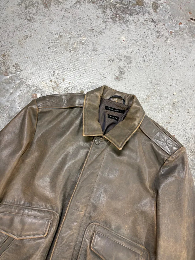 AW2011 Marc Jacobs Eroded Grey Leather Jacket wdLMvBC 3