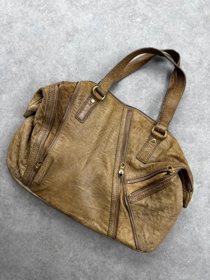Marc Jacobs Beige Textured Multi-Zips Handle Bag poLTrNK 4