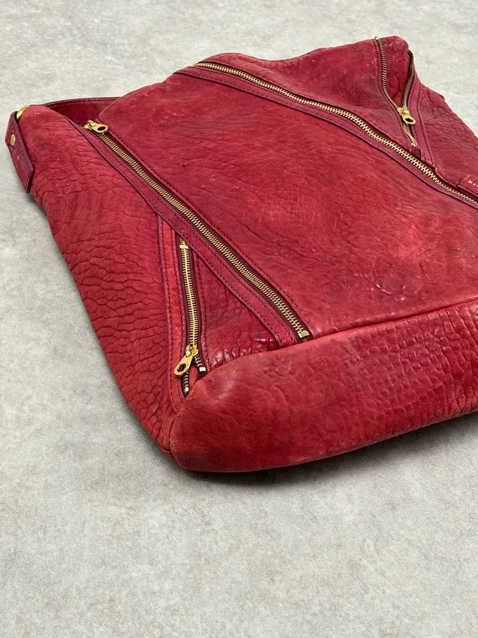 Marc Jacobs Red Leather  Multi-Zip Shoulder Bag ZwaoQgR 5