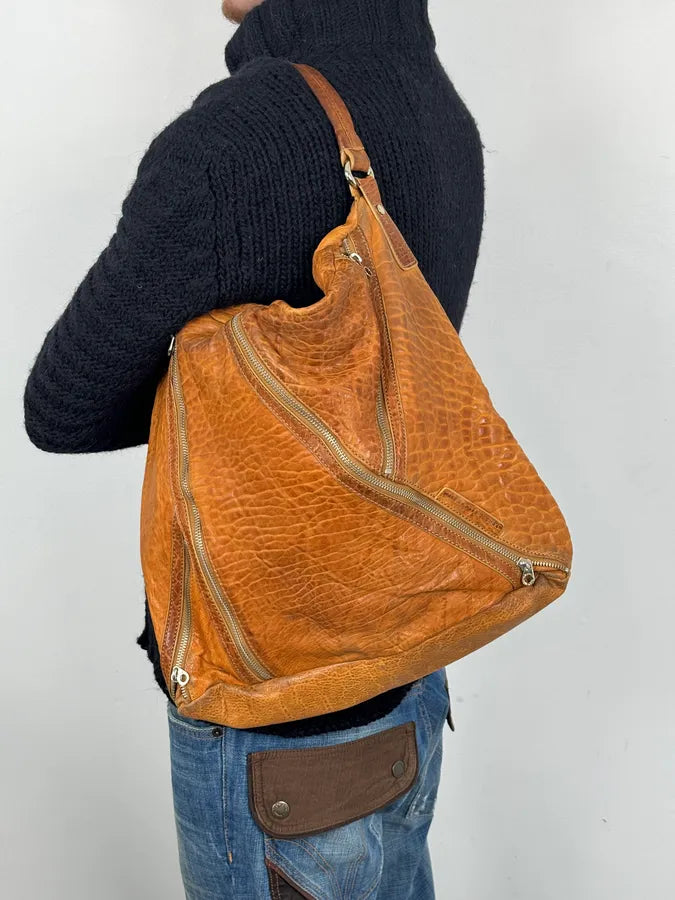 Marc Jacobs Orange Grained Leather Avant-Garde Multi Zips Handle Bag RUarxNH 1