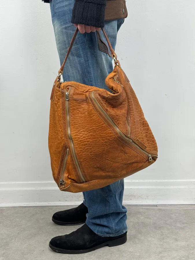 Marc Jacobs Orange Grained Leather Avant-Garde Multi Zips Handle Bag RUarxNH 2
