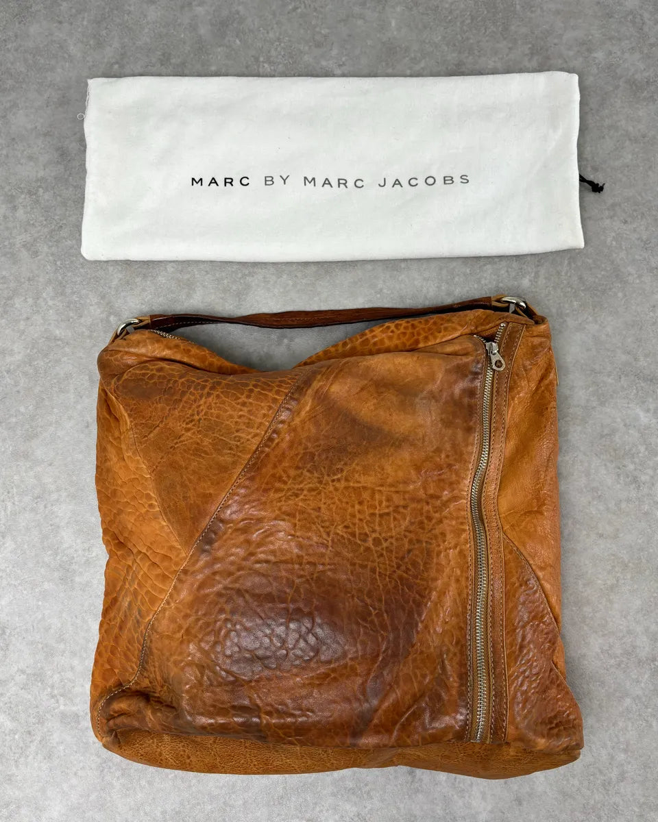 Marc Jacobs Orange Grained Leather Avant-Garde Multi Zips Handle Bag RUarxNH 0