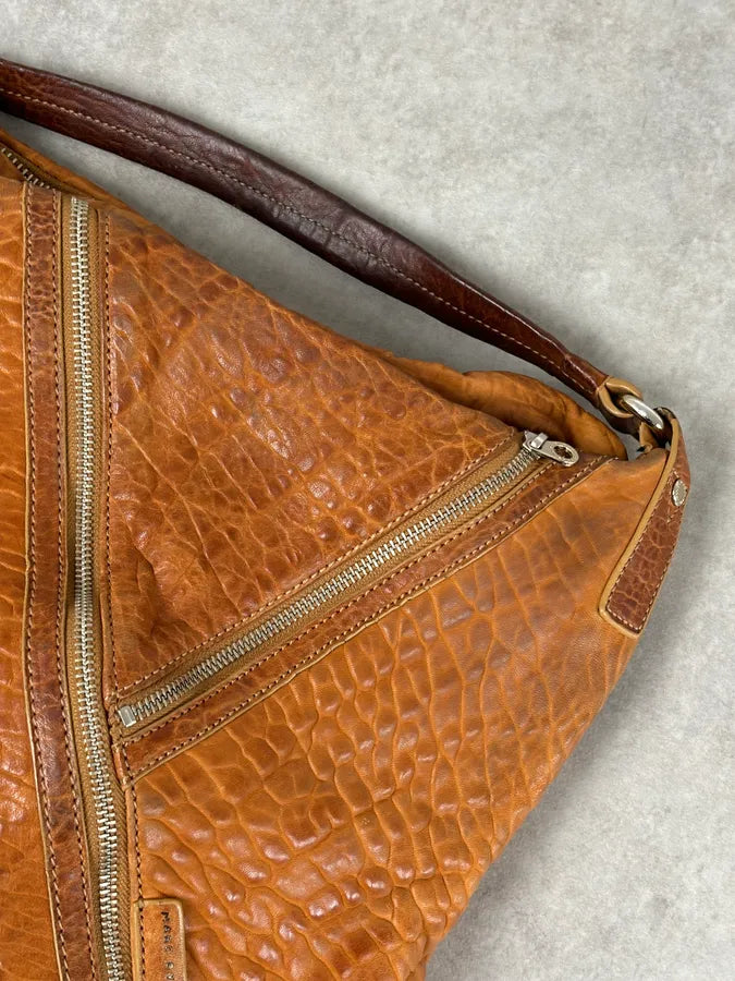 Marc Jacobs Orange Grained Leather Avant-Garde Multi Zips Handle Bag RUarxNH 8