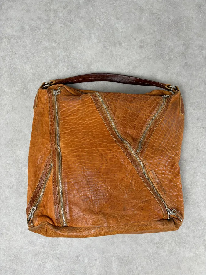 Marc Jacobs Orange Grained Leather Avant-Garde Multi Zips Handle Bag RUarxNH 4