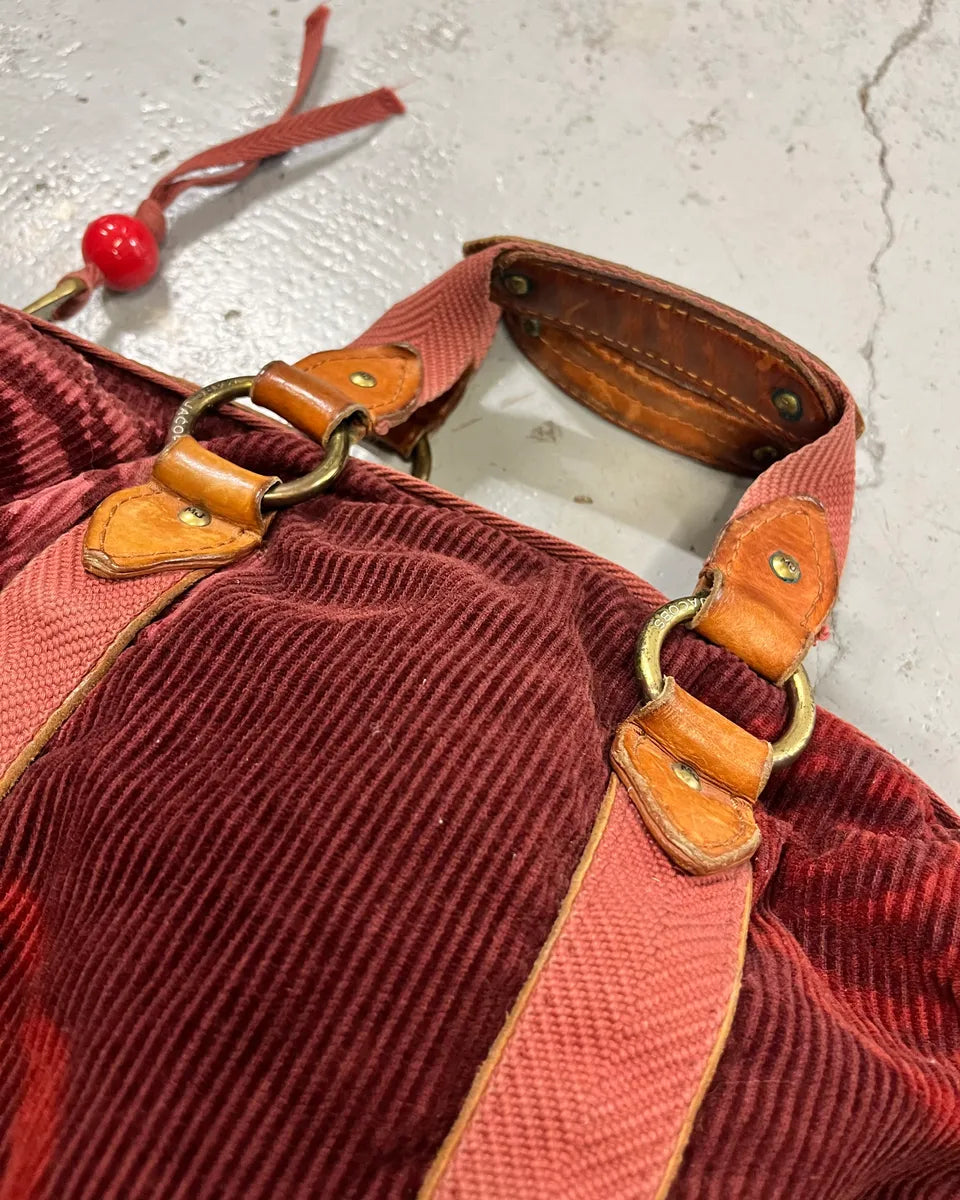Marc Jacobs Burgundy Corduroy Leather Trim Red Handle Bag oKLiLWG 4