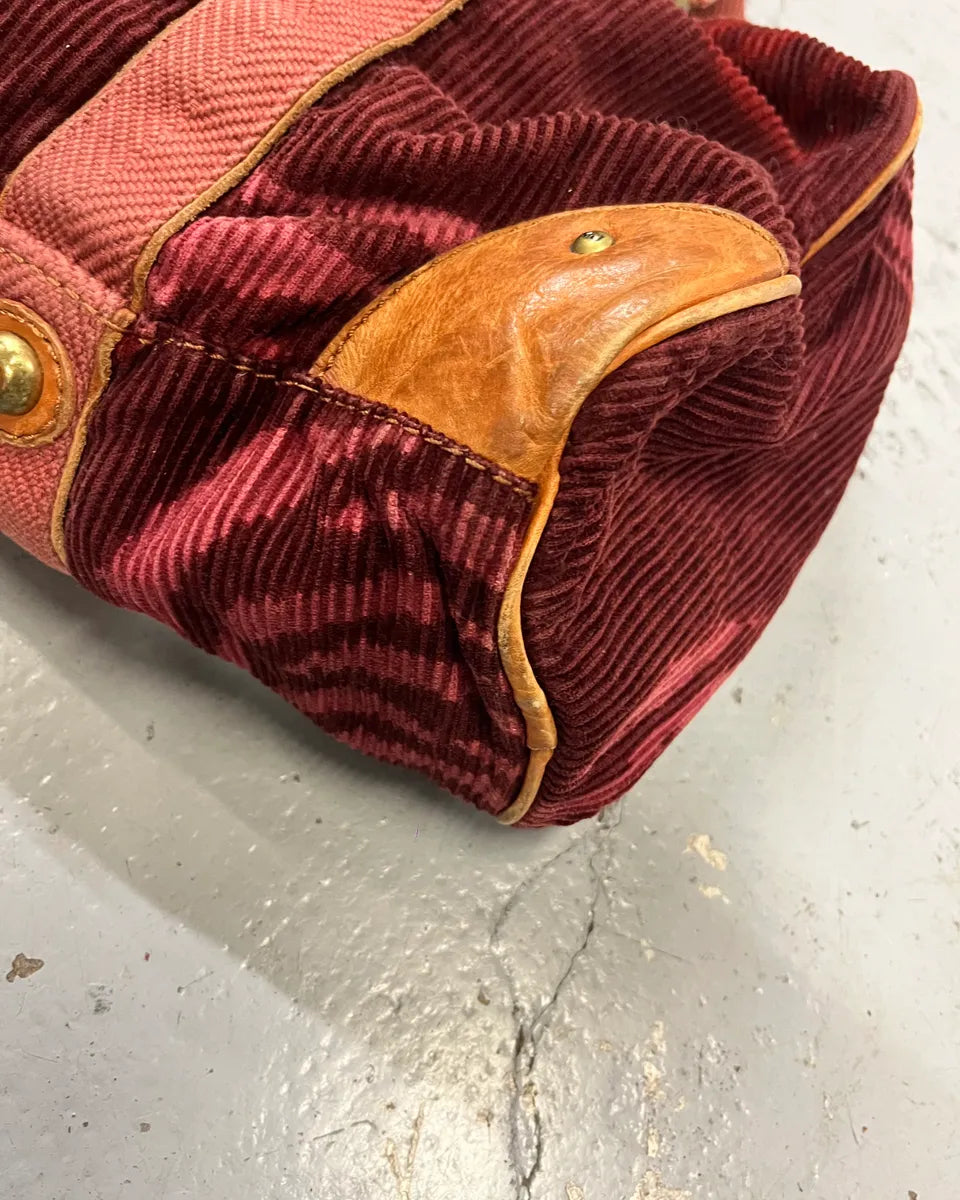 Marc Jacobs Burgundy Corduroy Leather Trim Red Handle Bag oKLiLWG 5