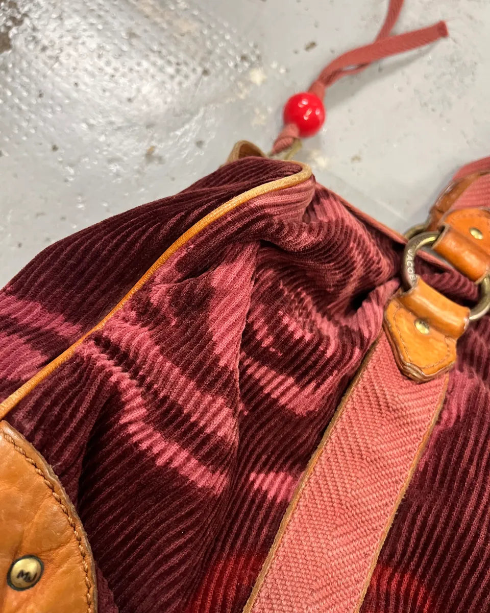 Marc Jacobs Burgundy Corduroy Leather Trim Red Handle Bag oKLiLWG 6
