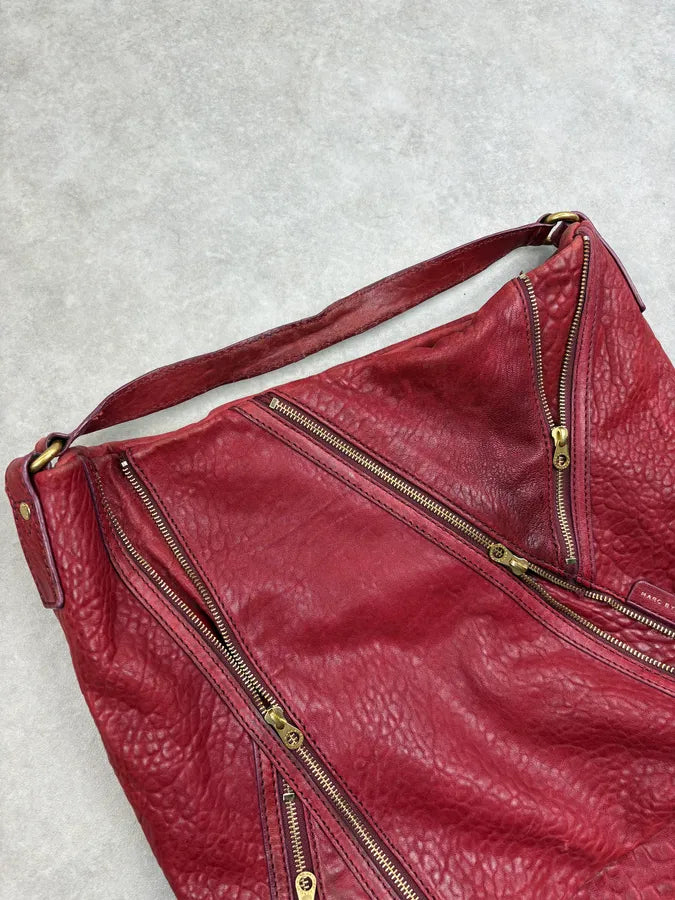 Marc Jacobs Burgundy Leather Multi Zips Hobo Bag RWWRswr 4