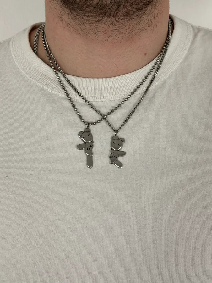 Marc Jacobs Destructured Teddy Bear Friendship Grey Necklace cxuntcA 1