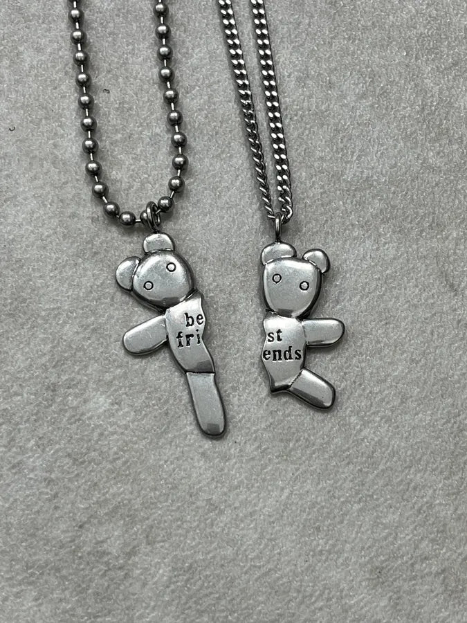 Marc Jacobs Destructured Teddy Bear Friendship Grey Necklace cxuntcA 3