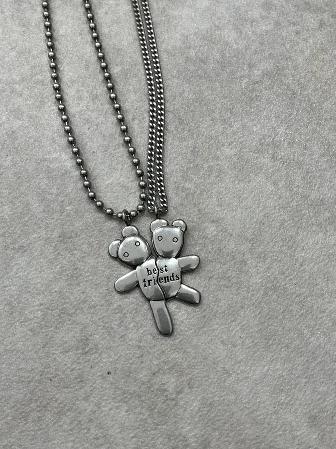 Marc Jacobs Destructured Teddy Bear Friendship Grey Necklace cxuntcA 4