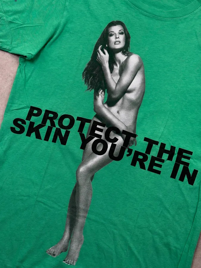 SS2014 Marc Jacobs Protect Your Skin Green Graphic T-shirt  vnNXeeU 7