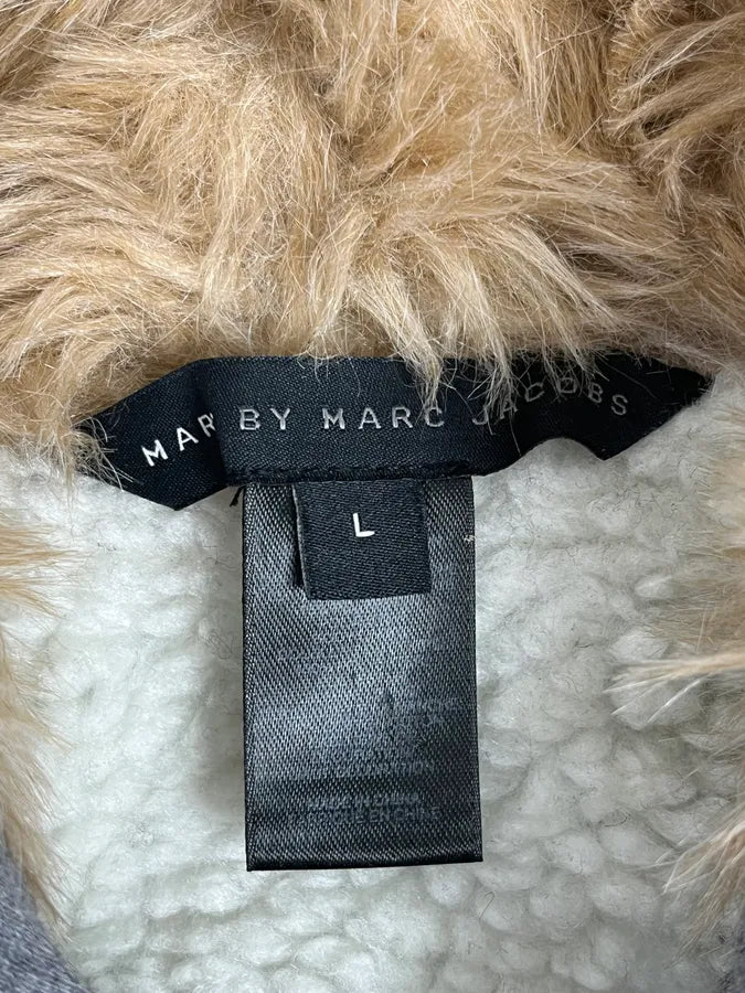 Marc Jacobs Grey Fur Hooded Cargo Zip Up Sweater WpNYDbU 8