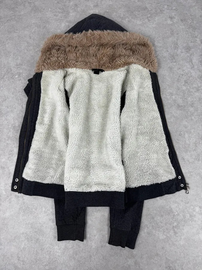 Marc Jacobs Grey Napoleon Fur Buttoned Hooded Sweater  izGUhrl 7