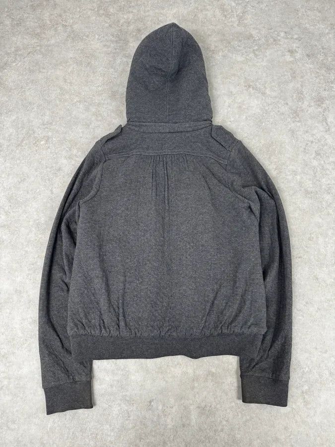 Marc Jacobs Grey Napoleon Fur Buttoned Hooded Sweater  izGUhrl 3