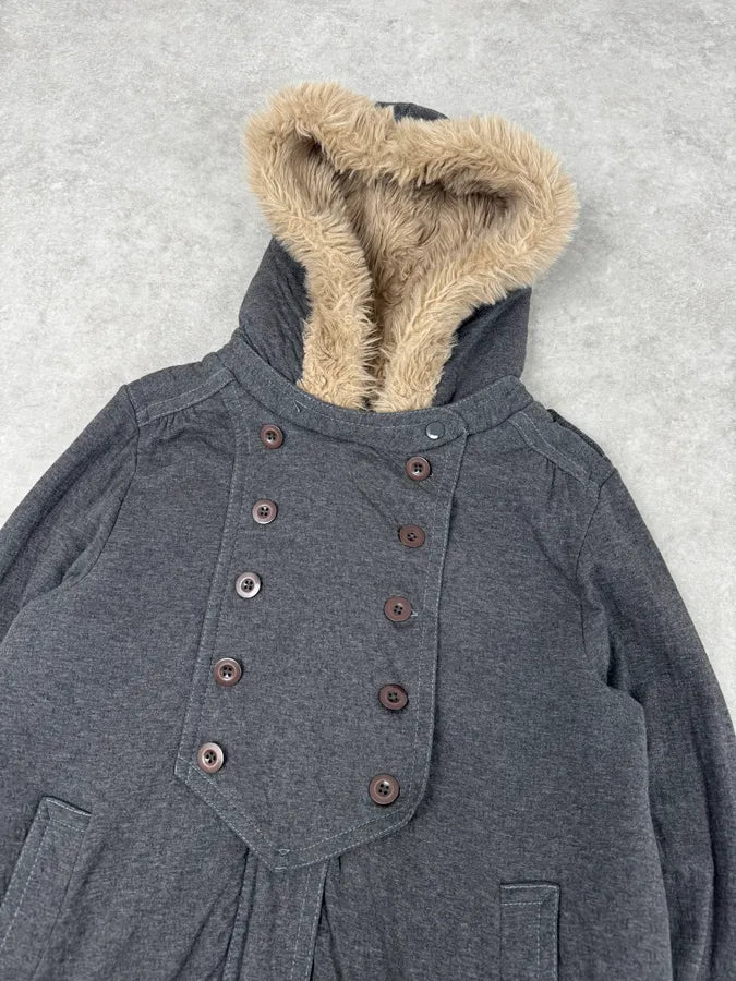 Marc Jacobs Grey Napoleon Fur Buttoned Hooded Sweater  izGUhrl 4