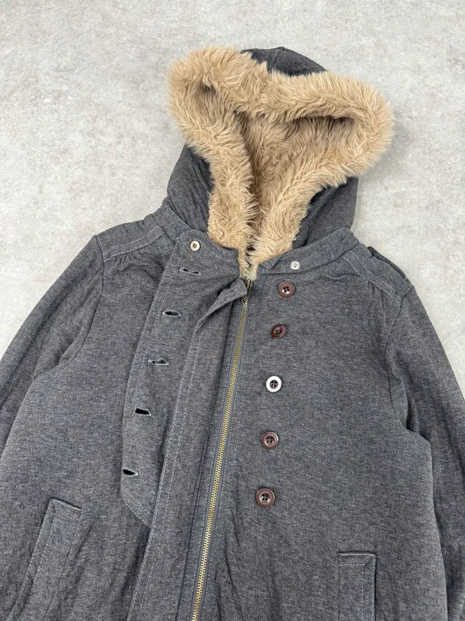 Marc Jacobs Grey Napoleon Fur Buttoned Hooded Sweater  izGUhrl 5