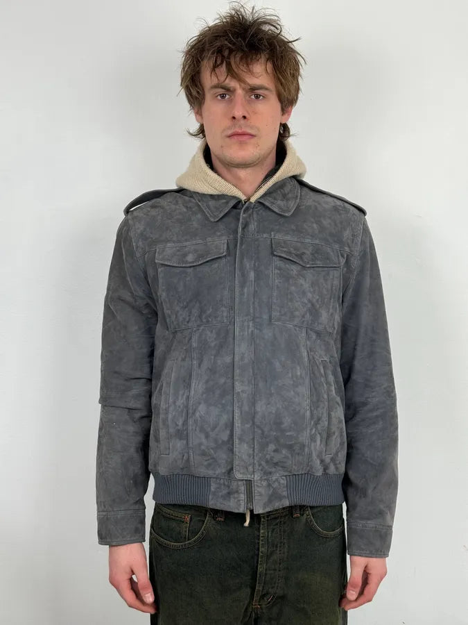Marc Jacobs Grey Suede Leather Premium Jacket IynHRoS 1