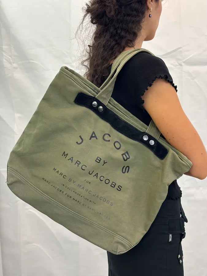 Marc Jacobs Khaki Canvas Logo Tote Bag RawSqsy 2