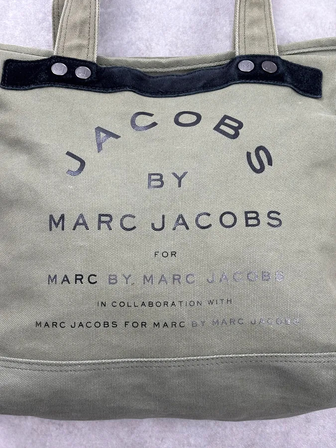 Marc Jacobs Khaki Canvas Logo Tote Bag RawSqsy 4