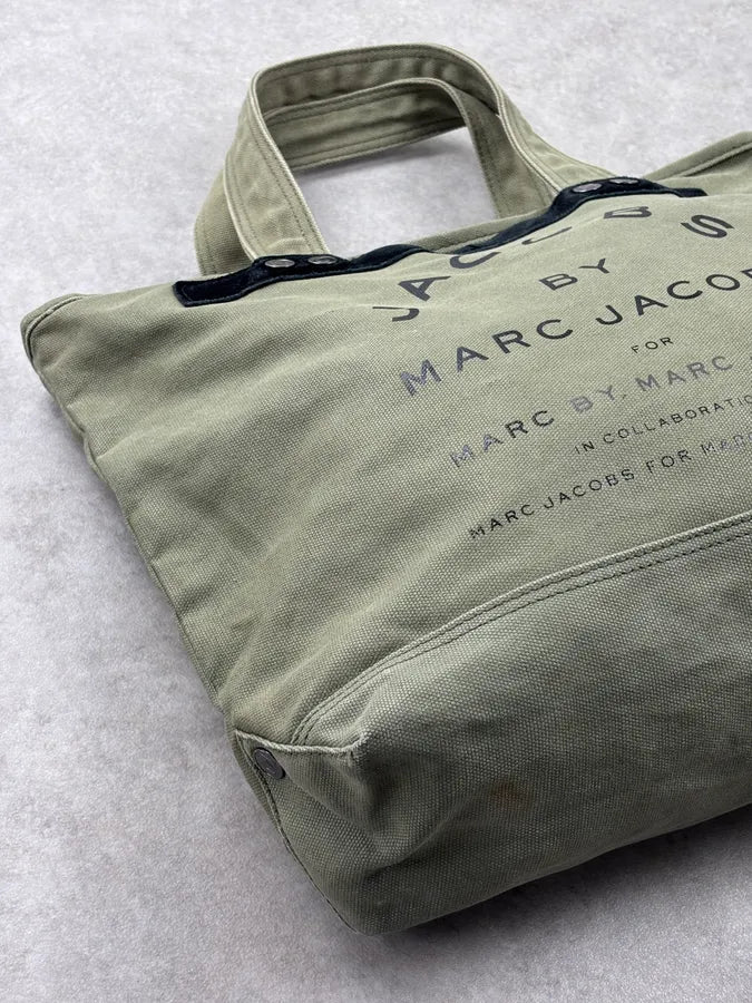 Marc Jacobs Khaki Canvas Logo Tote Bag RawSqsy 6