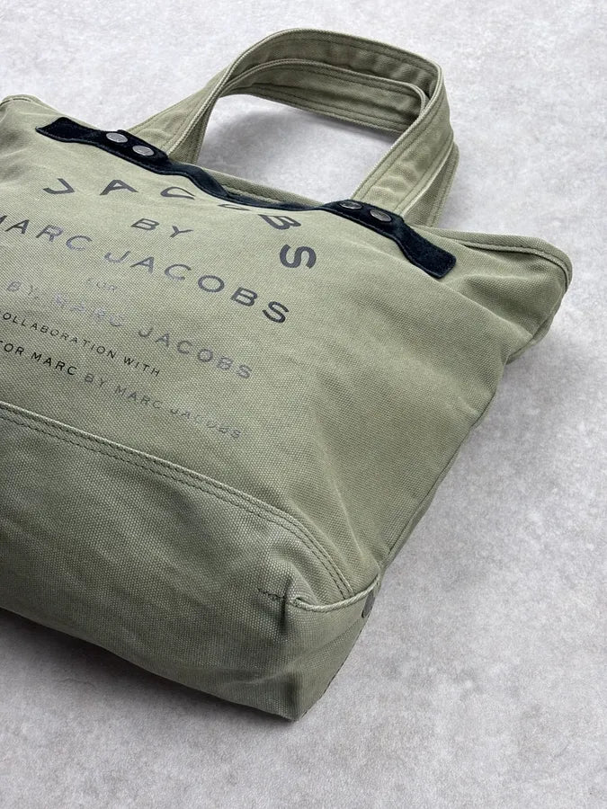 Marc Jacobs Khaki Canvas Logo Tote Bag RawSqsy 5