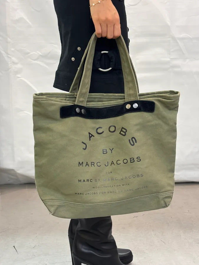 Marc Jacobs Khaki Canvas Logo Tote Bag RawSqsy 0