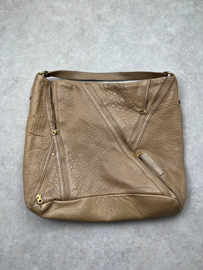 Marc Jacobs Multi-Zip Beige Leather Shoulder Bag uWYIfbq 0
