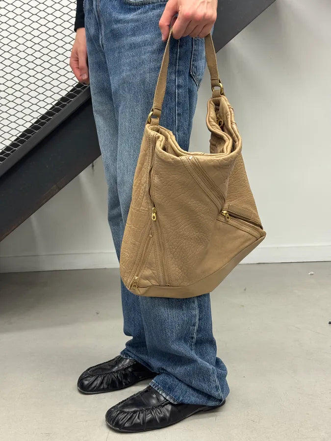 Marc Jacobs Multi-Zip Beige Leather Shoulder Bag uWYIfbq 2
